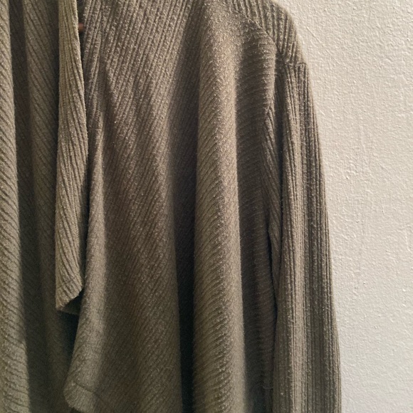Long Green Ribbed Cardigan - Picture 3 of 5